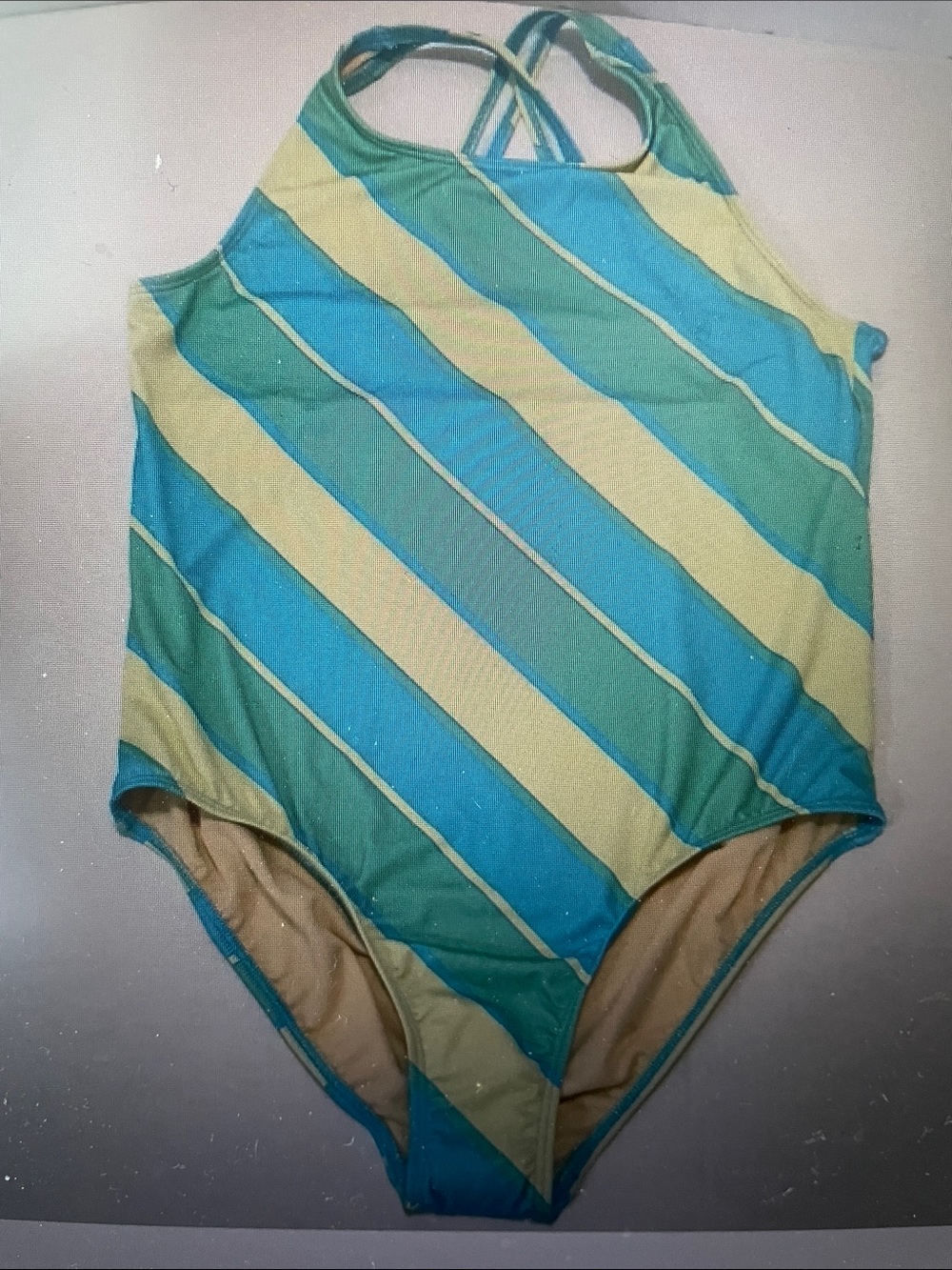 Lands End Chlorine Resistant 1 Pc Striped Swimsuit Multicolor 10-12